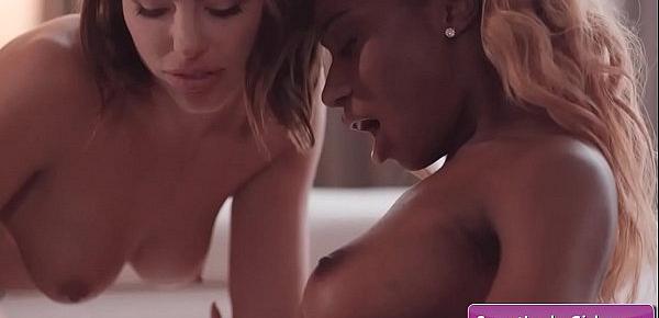  Sexy natural big tit lesbian babes Adria Rae, Silvia Saige lick their hariry pussy and reach amazing orgasm